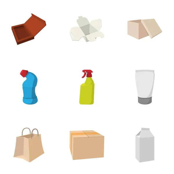 Package icons set, cartoon style — Stock Vector