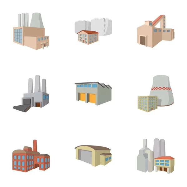 Set di icone di produzione, stile cartone animato — Vettoriale Stock