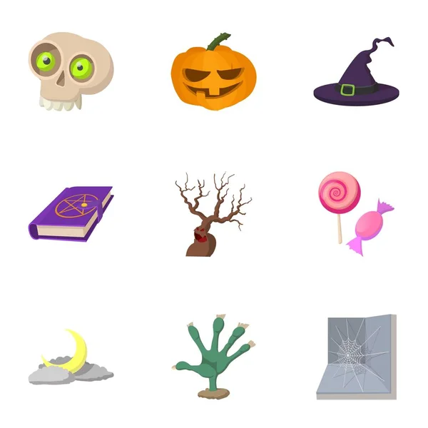 Conjunto de iconos de Halloween, estilo de dibujos animados — Vector de stock