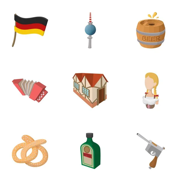 Republiky Německo ikony set, kreslený styl — Stockový vektor