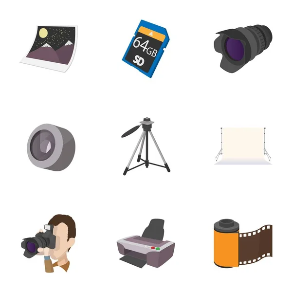 Icons set, karikatür tarzı çekim fotoğraf — Stok Vektör