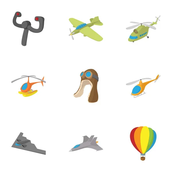 Conjunto de iconos de dispositivo volador, estilo de dibujos animados — Archivo Imágenes Vectoriales