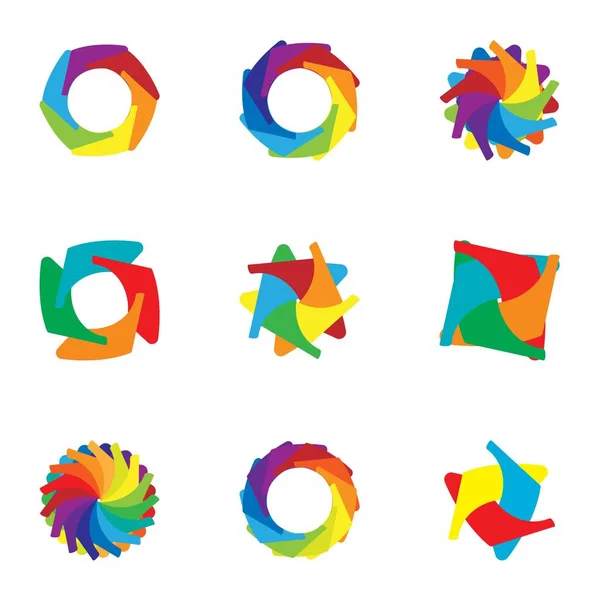 Signe télécharger des icônes colorées ensemble, style dessin animé — Image vectorielle