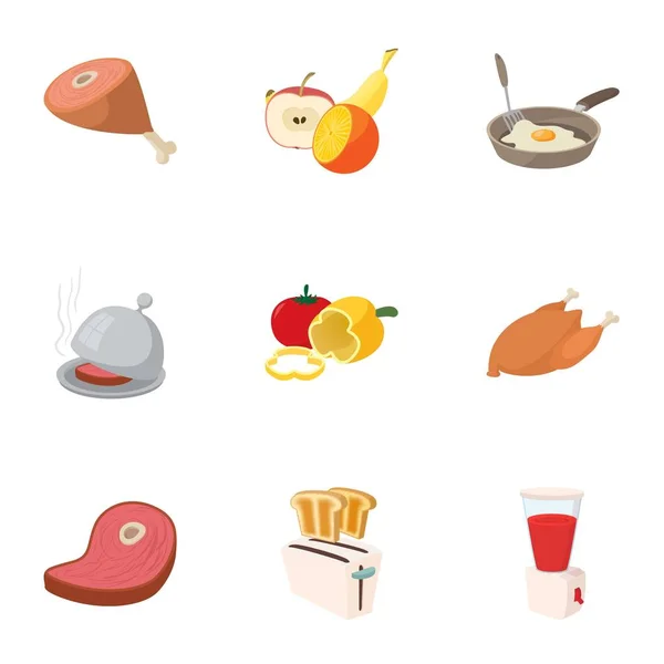 Food icons set, cartoon style — Stock Vector