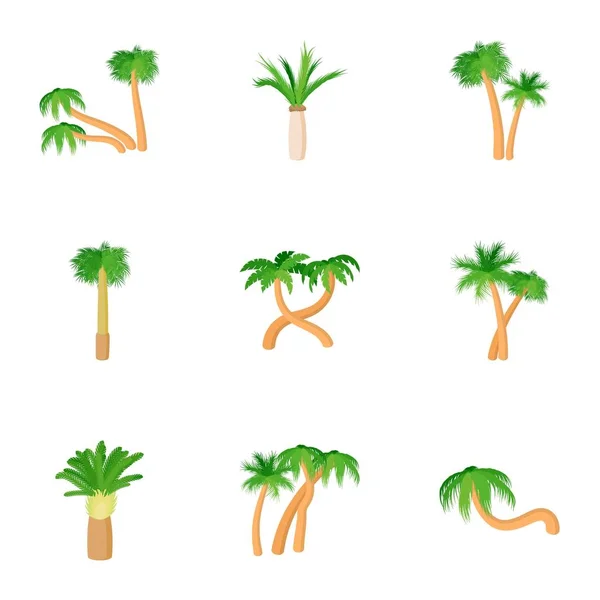 Soorten palm iconen set, cartoon stijl — Stockvector