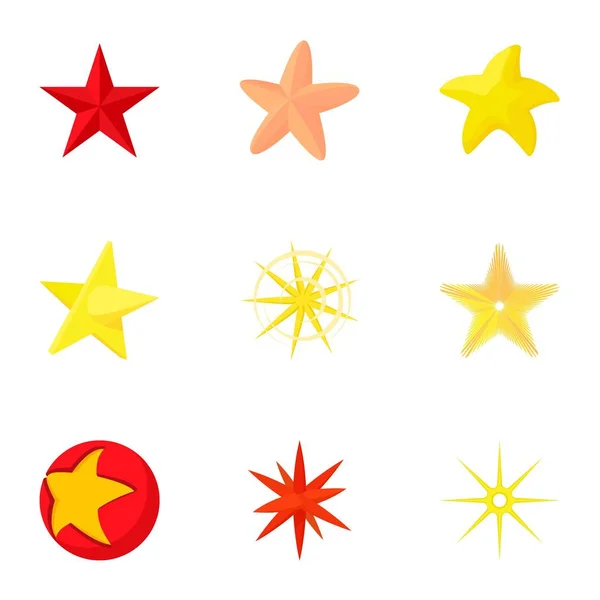 Five-pointed star icons set, cartoon style — Stock Vector