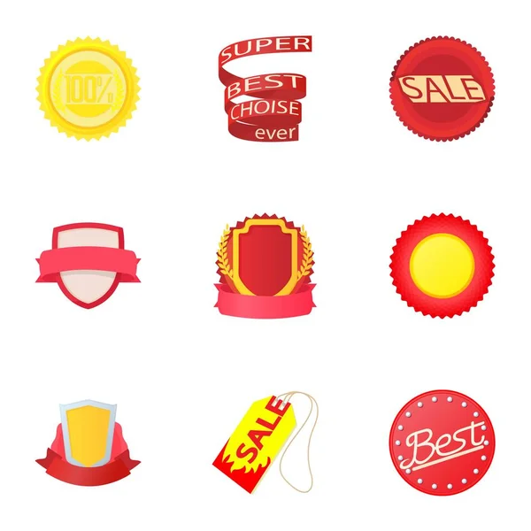 Tipos conjunto de iconos de etiqueta, estilo de dibujos animados — Archivo Imágenes Vectoriales