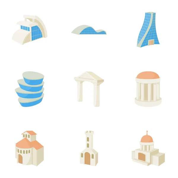 Conjunto de iconos de construcción, estilo de dibujos animados — Vector de stock