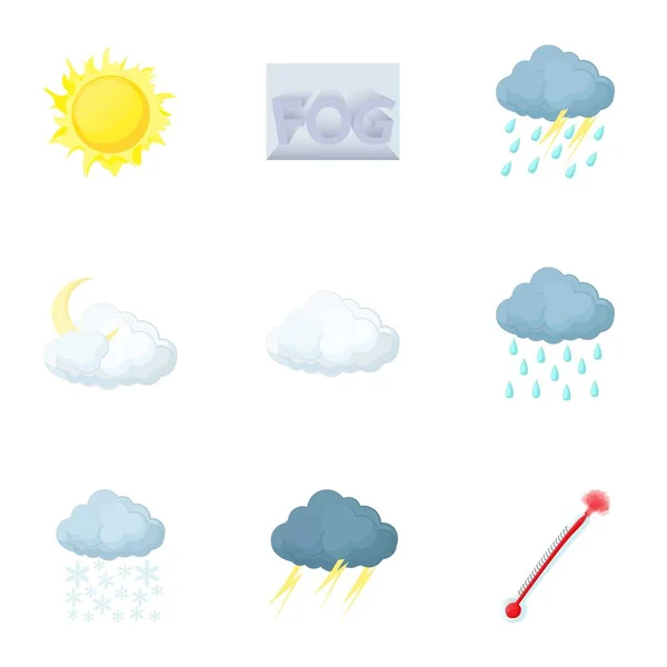 Weersvoorspelling iconen set, cartoon stijl — Stockvector