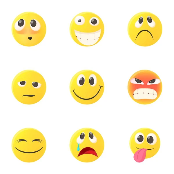 Emoticons para conjunto de ícones de bate-papo, estilo cartoon — Vetor de Stock