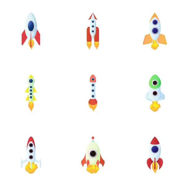 Raket iconen set, cartoon stijl — Stockvector