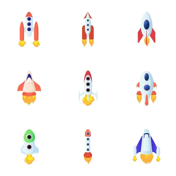 Vesmírná raketa ikony stavebnice, kreslený styl — Stockový vektor