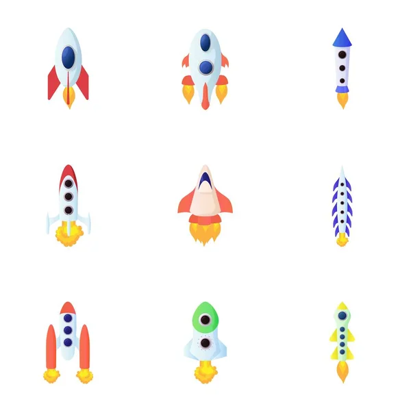 Soorten raket iconen set, cartoon stijl — Stockvector