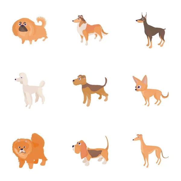 Hond pictogrammen instellen, cartoon stijl — Stockvector