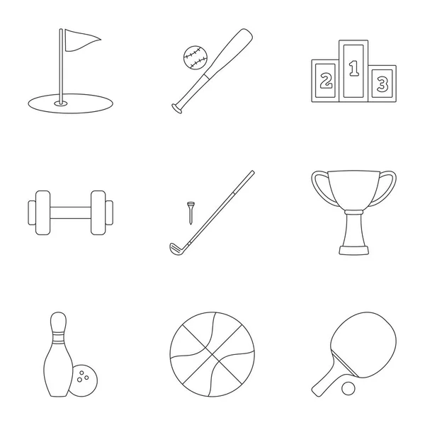 Accessories for training icons set, outline style — Stock Vector