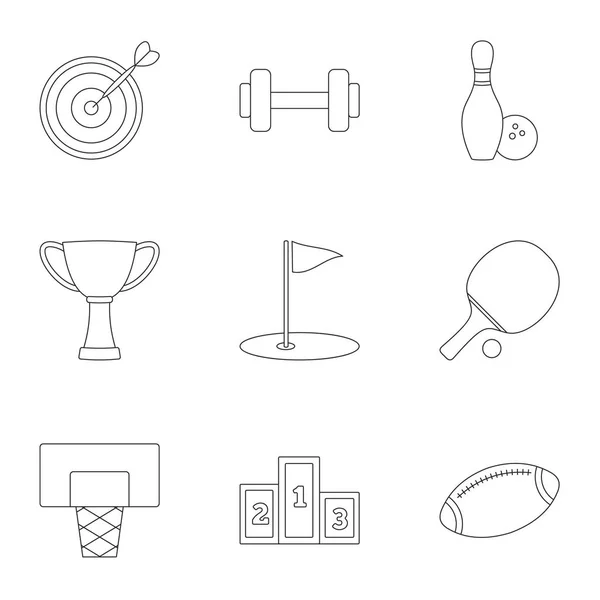 Training icons set, outline style — Stock Vector