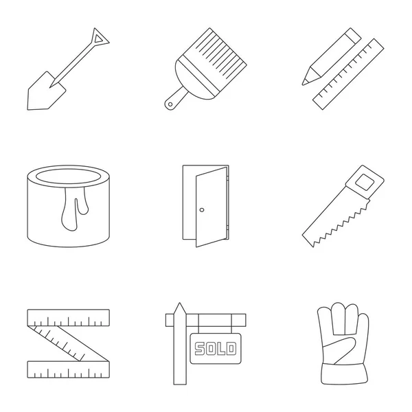 Naprawa narzędzia zestaw ikon, styl konturu — Wektor stockowy