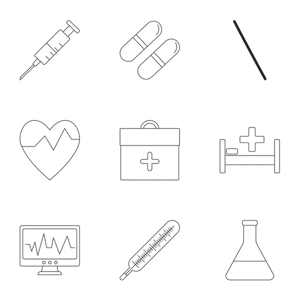 Conjunto de ícones de cura, estilo esboço —  Vetores de Stock