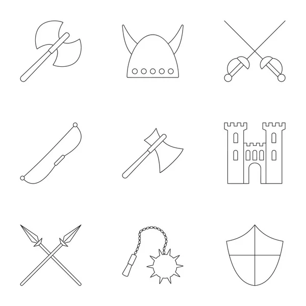 Medieval armor icons set, outline style — Stock Vector