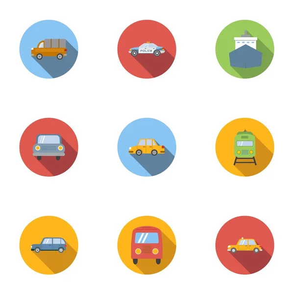 Conjunto de iconos de transporte, estilo plano — Vector de stock