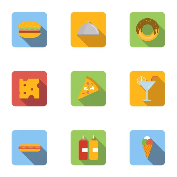 Brunch icons set, flat style — Stock Vector