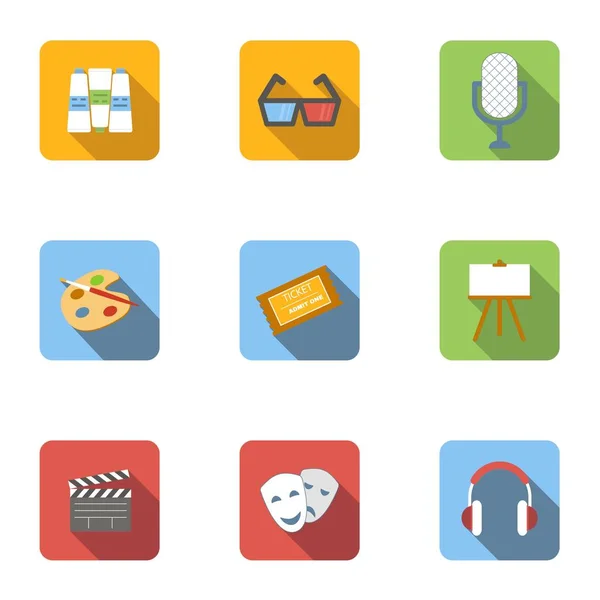 Art and creativity icons set, flat style — Stock Vector