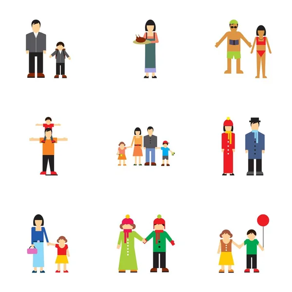 Famille famille icônes ensemble, style plat — Image vectorielle