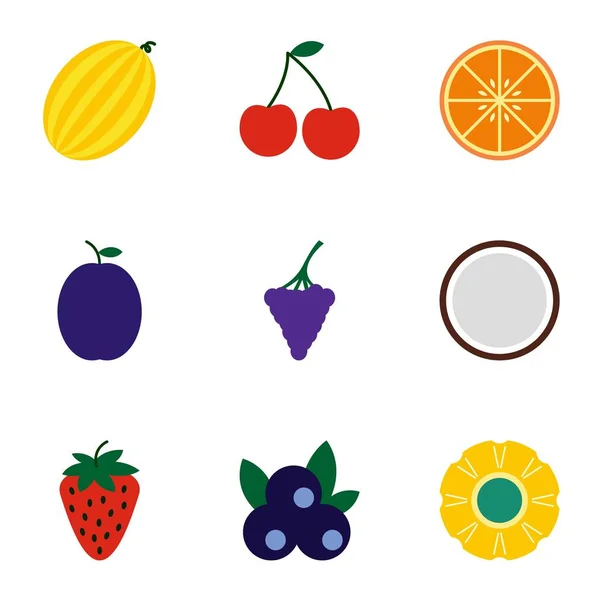 果物のアイコンの種類を設定、フラット スタイル — ストックベクタ