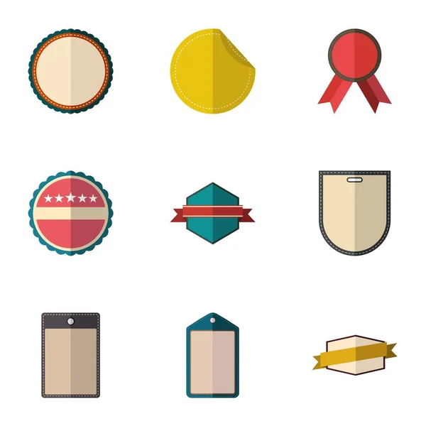 Types tag icons set, flat style