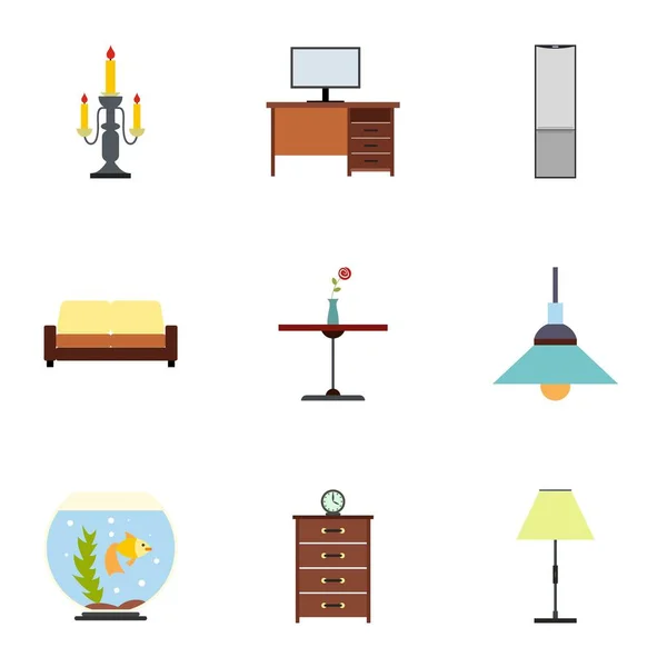 Type of furniture icons set, flat style — Stock Vector
