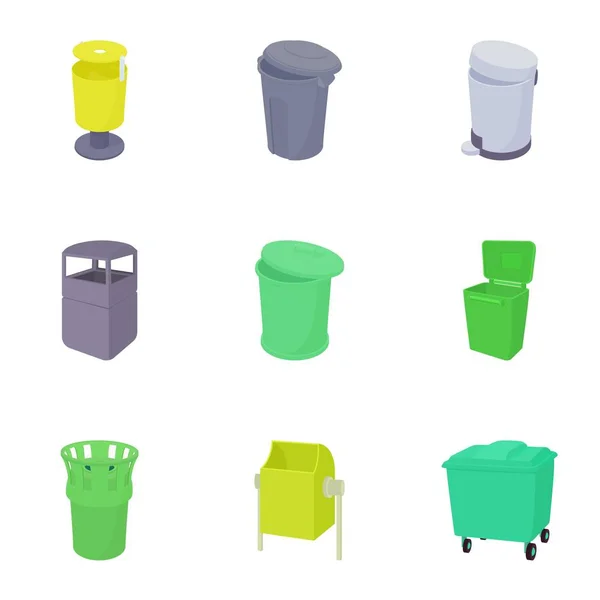 Basura basura iconos conjunto, estilo de dibujos animados — Vector de stock