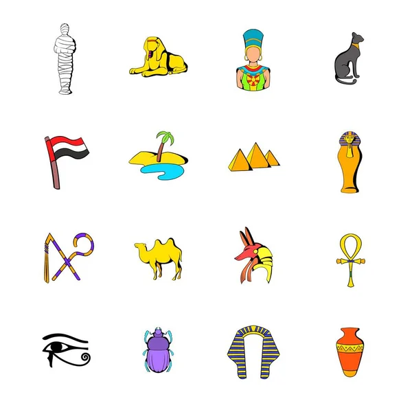 Egipto iconos conjunto de dibujos animados — Vector de stock
