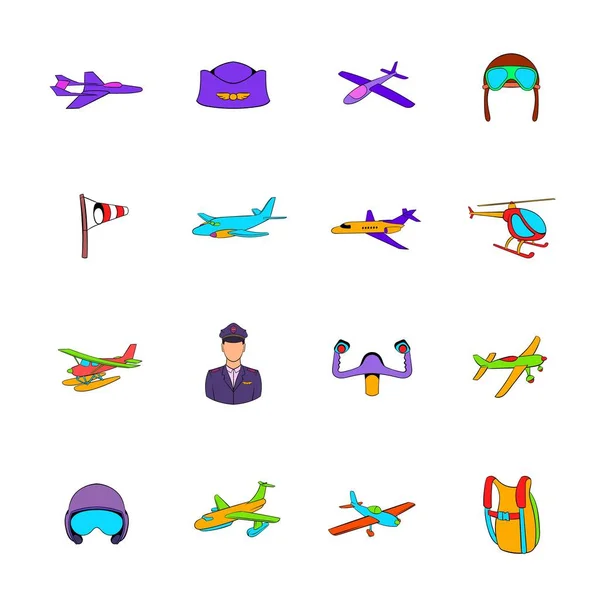 Lotnictwa Icon Set, styl pop artu — Wektor stockowy
