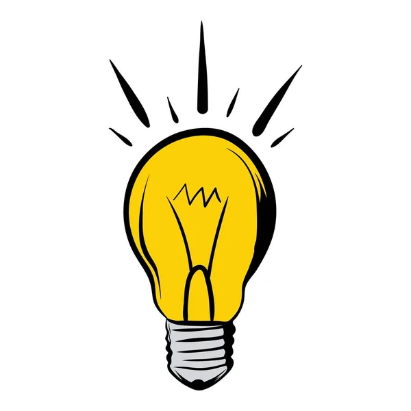 Brillante lampadina icona cartone animato — Vettoriale Stock