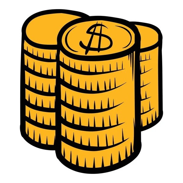 Pila di icona monete cartone animato — Vettoriale Stock