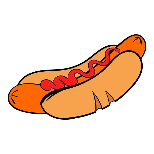 Hotdog met mosterd pictogram, pictogram cartoon — Stockvector