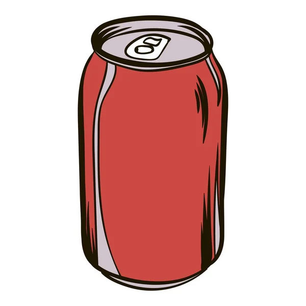 Ícone de lata de alumínio vermelho desenho animado — Vetor de Stock