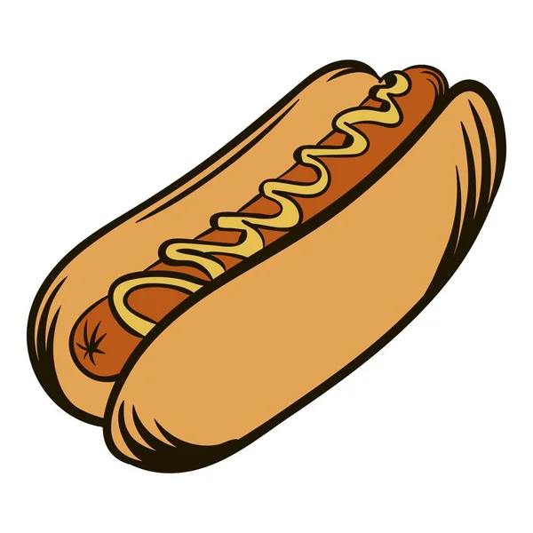 Hot dog s hořčičnou ikonu kreslený — Stockový vektor