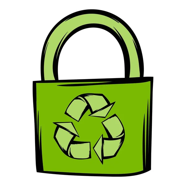 Verde eco bolsa icono de dibujos animados — Vector de stock