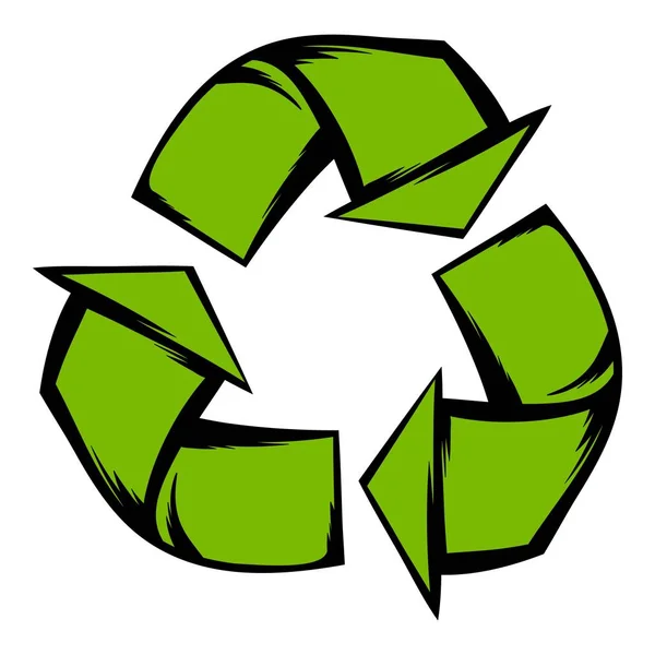 Πράσινο ανακύκλωσης σύμβολο εικονίδιο καρτούν — Διανυσματικό Αρχείο
