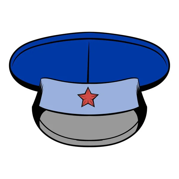 Sombrero militar azul con icono de la estrella de dibujos animados — Archivo Imágenes Vectoriales