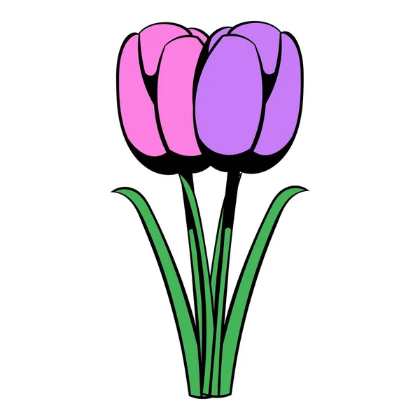 Violeta tulipán icono de dibujos animados — Vector de stock