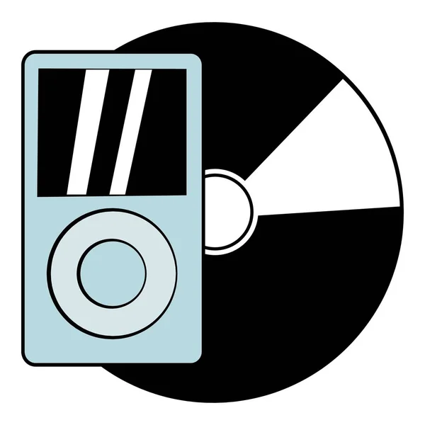 Mp3 プレーヤー ビニール レコードのアイコン漫画 — ストックベクタ