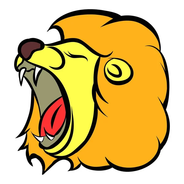 León cabeza icono de dibujos animados — Vector de stock