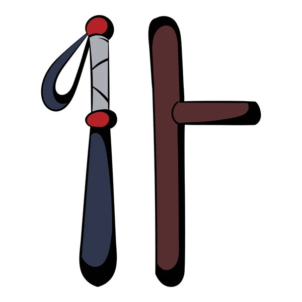 Ícone de bastão de borracha preta, desenho animado ícone — Vetor de Stock