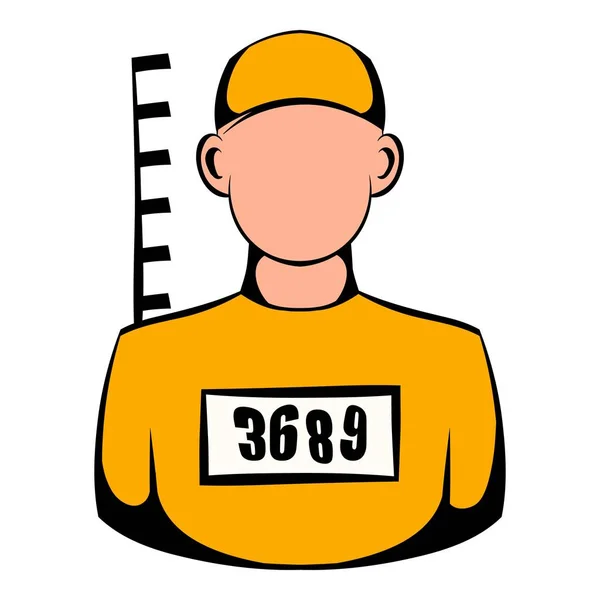Prisionero en sombrero con número icono, icono de dibujos animados — Vector de stock