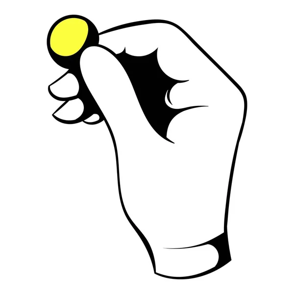 Mão colocando um ícone de moeda de ouro, ícone dos desenhos animados — Vetor de Stock