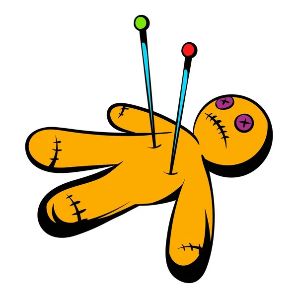 Icono de muñeca vudú, icono de dibujos animados — Vector de stock