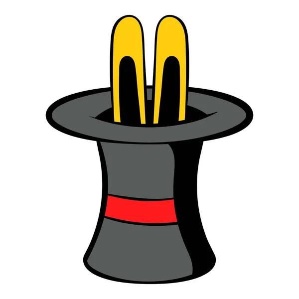 Coniglio che appare da un'icona del cappello magico superiore — Vettoriale Stock