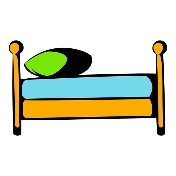 Kartun ikon tempat tidur tunggal - Stok Vektor